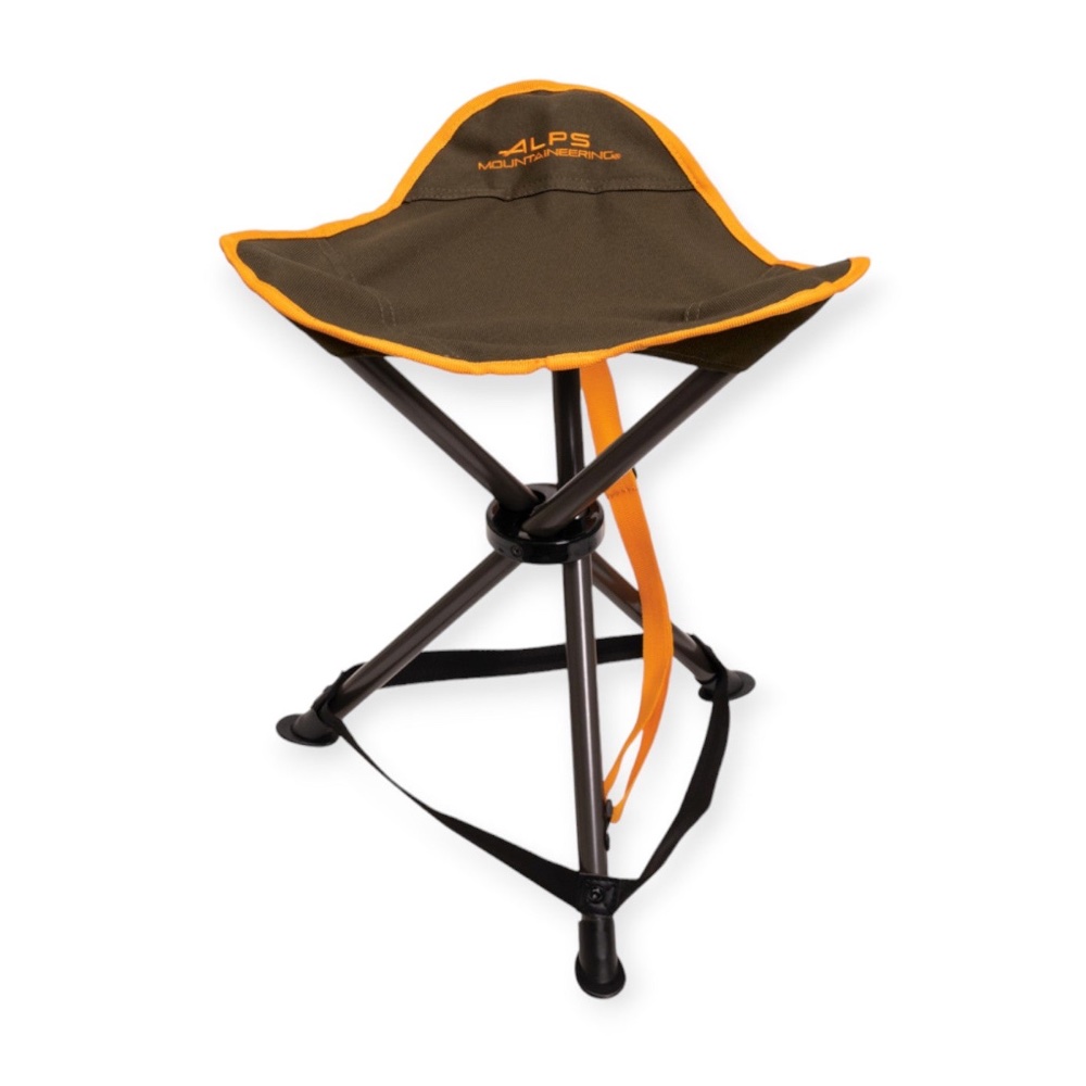 ALPS Mountaineering Tri-Leg folding tripod stool with a steel frame and polyester seat