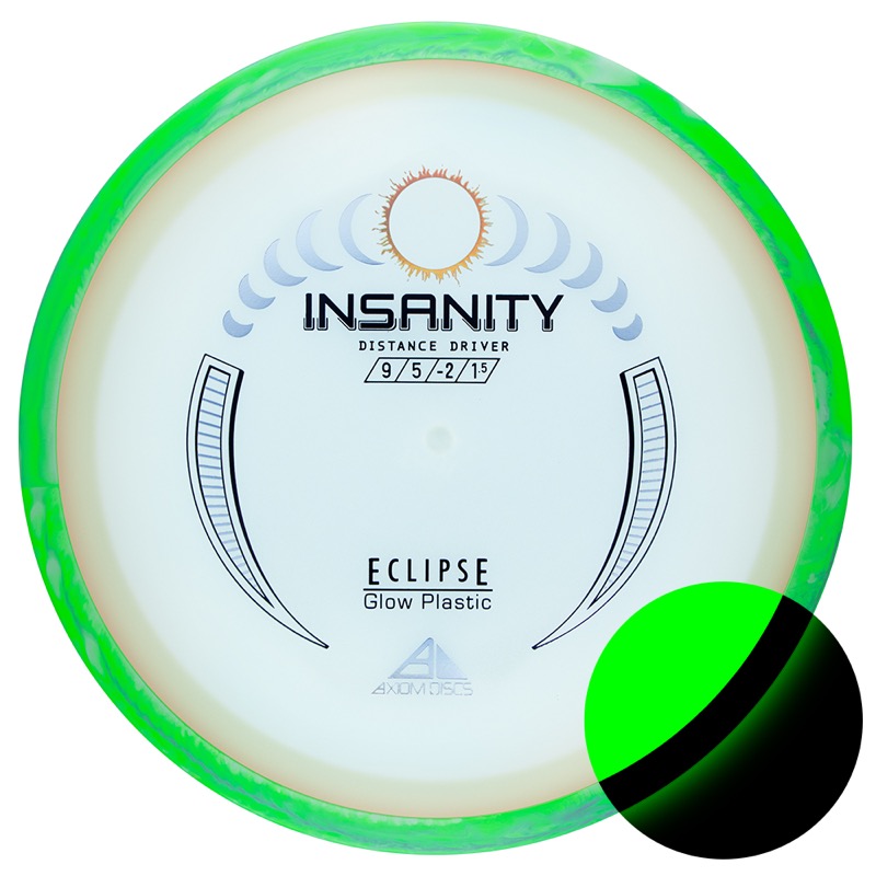 Axiom Eclipse Glow Insanity distance driver in green with a glow-in-the-dark inset