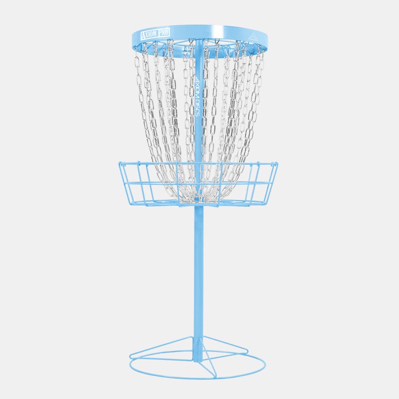 Axiom Discs Pro 24-chain portable disc golf basket in light blue