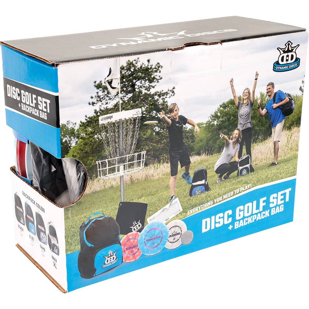 Dynamic Discs Cadet Backpack Starter Set with Judge putter, Truth midrange, Escape driver, and backpack