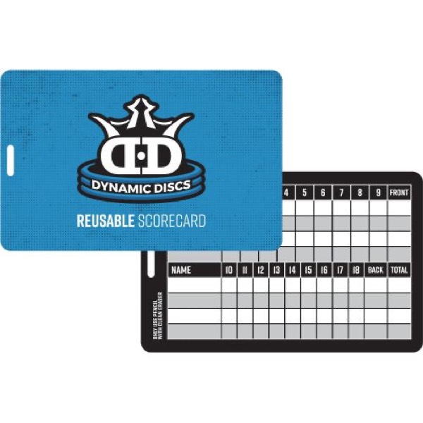 Reusable disc golf scorecard with wipeable surface for tracking scores hole by hole
