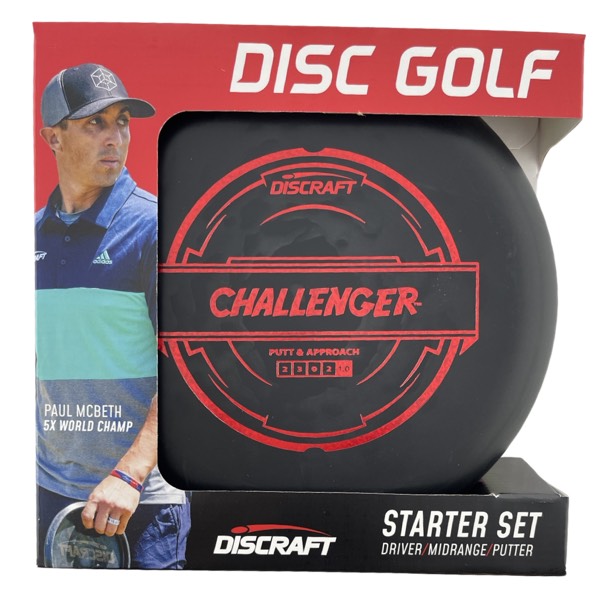 Discraft Disc Golf Starter Set with putter, mid-range, and driver