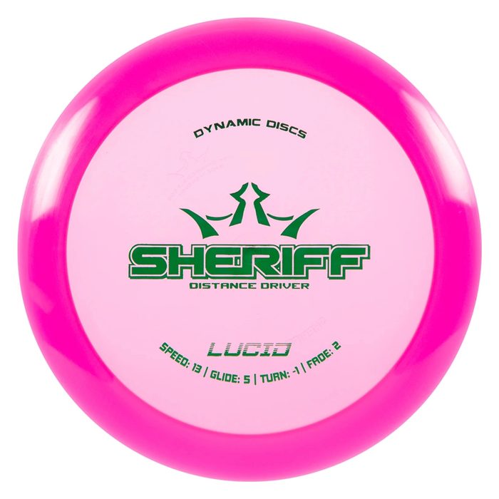 Dynamic Discs Lucid Sheriff distance driver disc golf disc in pink