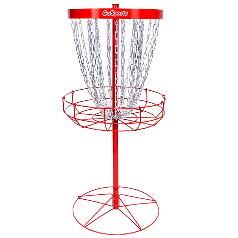 GoSports Regulation 24-chain portable disc golf basket in red