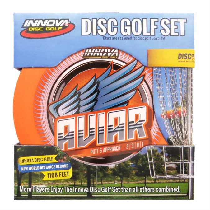 Innova Disc Golf Starter Set with Bag, featuring DX Leopard, Shark, and Aviar discs