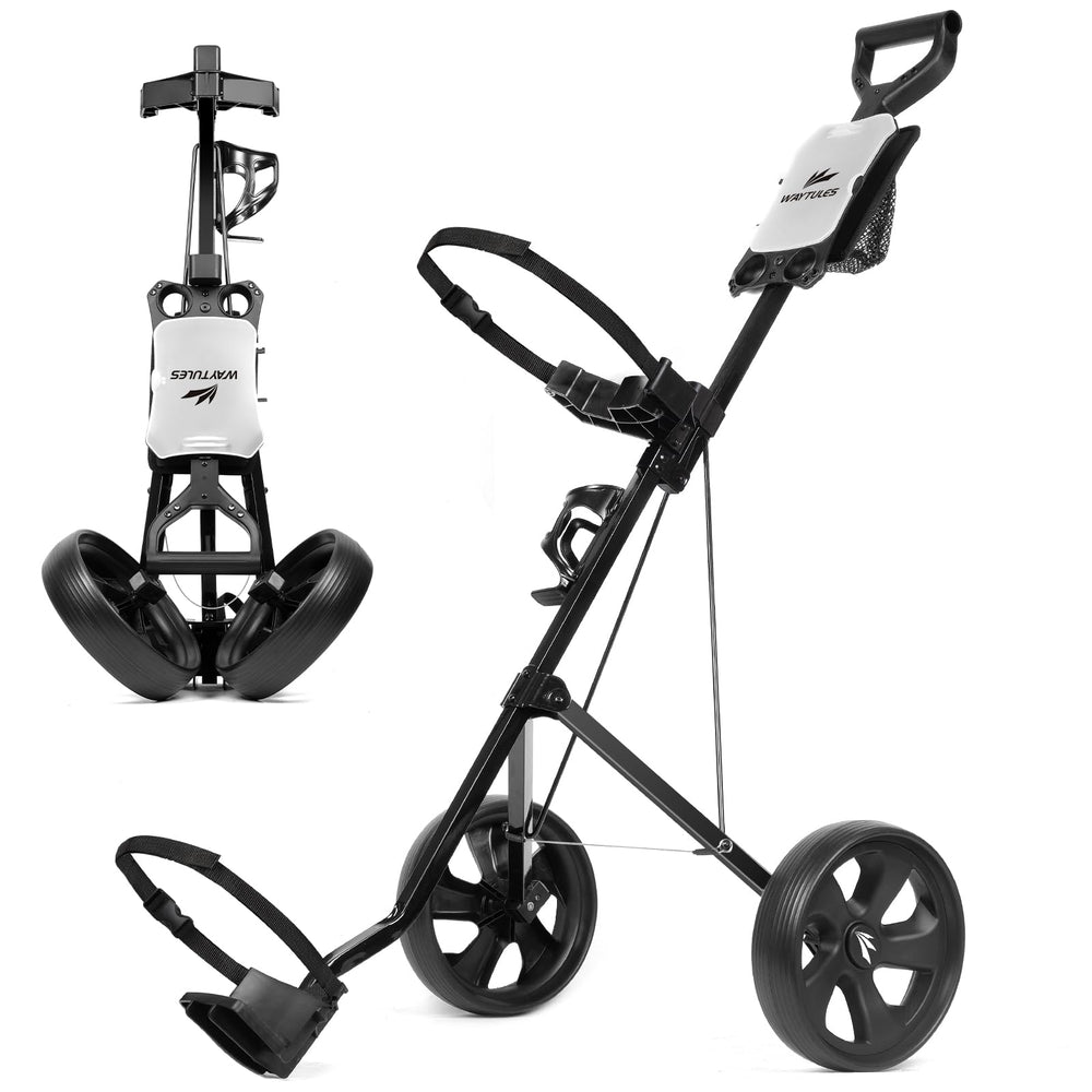 WAYTULES 2-Wheel Golf Pull Cart, a lightweight foldable push cart usable for disc golf bags
